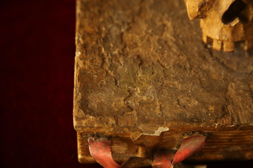  Carved book vanity, wood and parchment, German work from the 18th century.