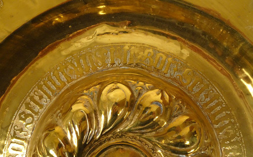 Offering Dish Gothic Brass Rosette Nuremberg Germany 17th Century