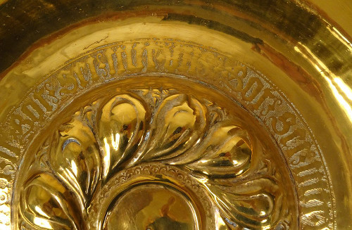 Offering Dish Gothic Brass Rosette Nuremberg Germany 17th Century