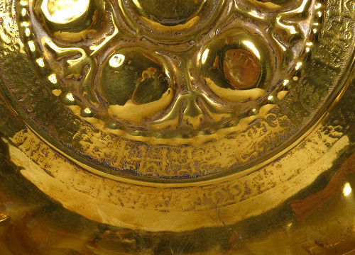 Plat de Quête à Offrandes Laiton Gothique Allemagne Nuremberg XVIè Siècle