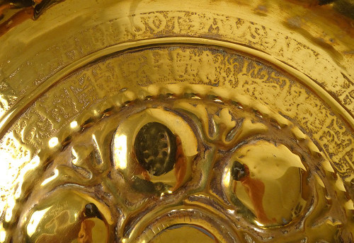 Plat de Quête à Offrandes Laiton Gothique Allemagne Nuremberg XVIè Siècle