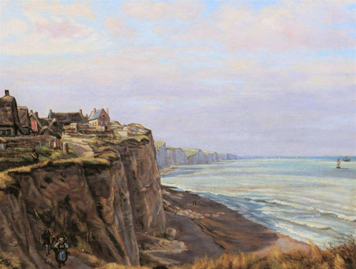 Charles DESAVARY, Veduta animata della falesia dell'Ault nella Somme (GRANDE FORMATO)