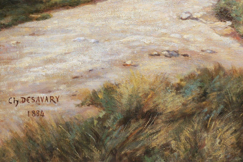 Charles DESAVARY, Veduta animata della falesia dell'Ault nella Somme (GRANDE FORMATO)