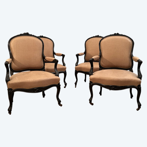 Suite De Quatre Fauteuils A La Reine De Style Louis XV Epoque Napoleon III
