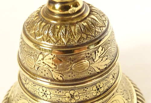 Cloche Clochette de Table Argent Vermeillé Minerve Monogramme 102,61gr XIXè