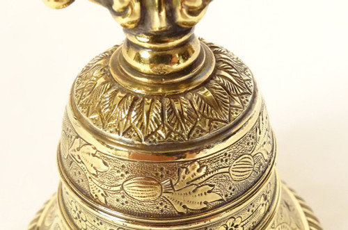 Cloche Clochette de Table Argent Vermeillé Minerve Monogramme 102,61gr XIXè