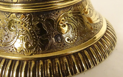 Cloche Clochette de Table Argent Vermeillé Minerve Monogramme 102,61gr XIXè