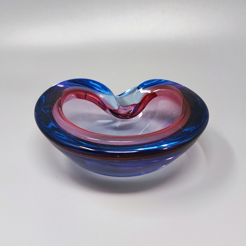1960 Amazing Blue and Pink Ashtray/Empty Pocket By Flavio Poli for Seguso