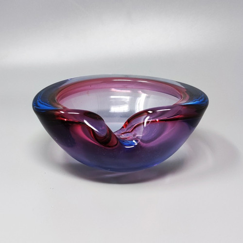 1960 Amazing Blue and Pink Ashtray/Empty Pocket By Flavio Poli for Seguso