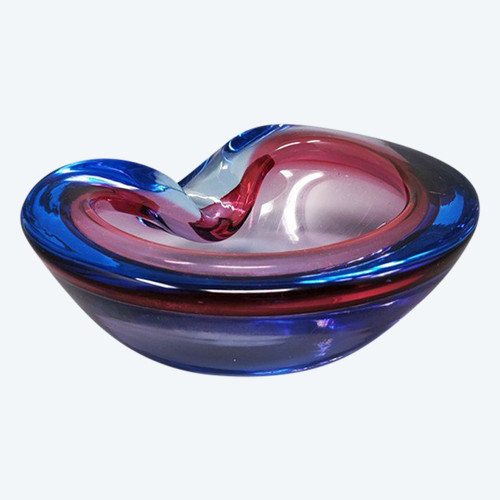 1960 Amazing Blue and Pink Ashtray/Empty Pocket By Flavio Poli for Seguso