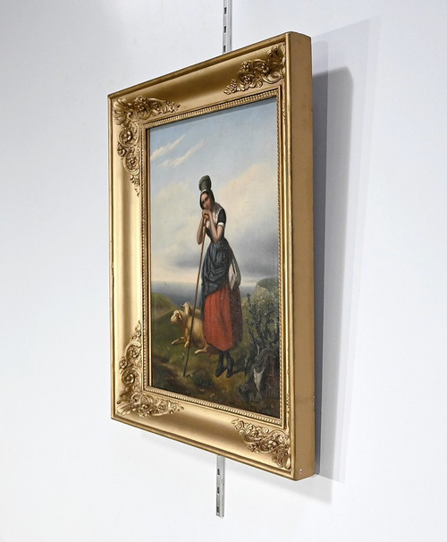 Oil painting, “The Shepherdess”, 19th century school – 2nd part 19th century
