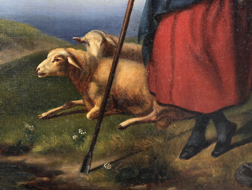 Oil painting, “The Shepherdess”, 19th century school – 2nd part 19th century