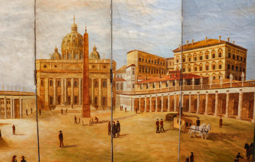 Important Screen Representing Saint Peter's Square In Rome