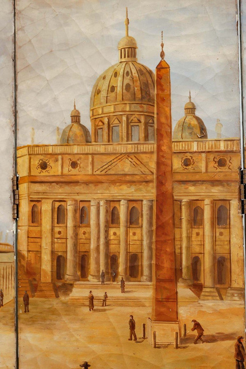 Important Screen Representing Saint Peter's Square In Rome