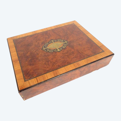 Gift Box Game Box Marquetry Magnifying Glass Amboyna Rose Wood Napoleon III Tokens