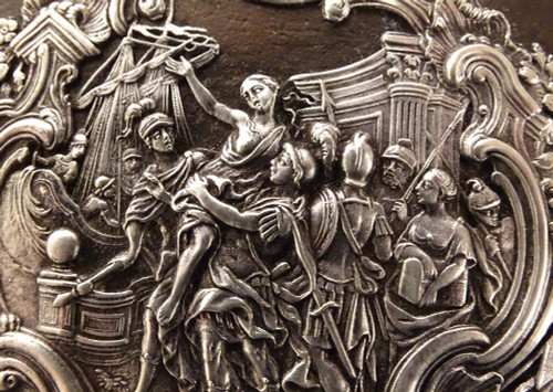 Scatola rotonda in cartone bollito Argento sterling Rapimento delle Sabine Cochin XIX secolo