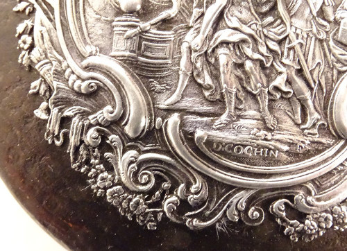 Scatola rotonda in cartone bollito Argento sterling Rapimento delle Sabine Cochin XIX secolo