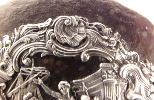 Scatola rotonda in cartone bollito Argento sterling Rapimento delle Sabine Cochin XIX secolo