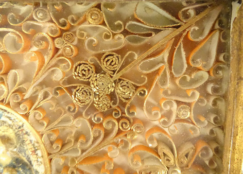 Reliquary Paperolle Medallion Saint Herman Mater Dei Golden Frame XVIII