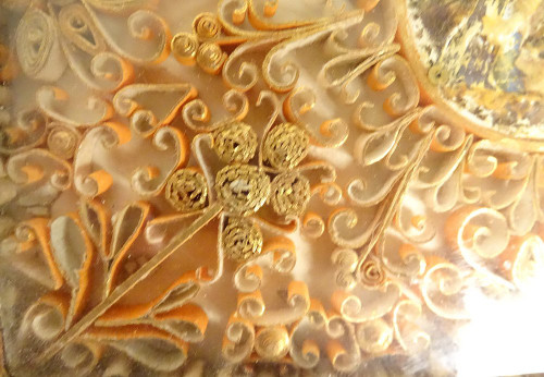 Reliquary Paperolle Medallion Saint Herman Mater Dei Golden Frame XVIII