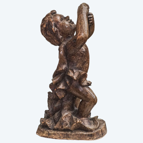 GRANDE PUTTO IN LEGNO, XVIII sec