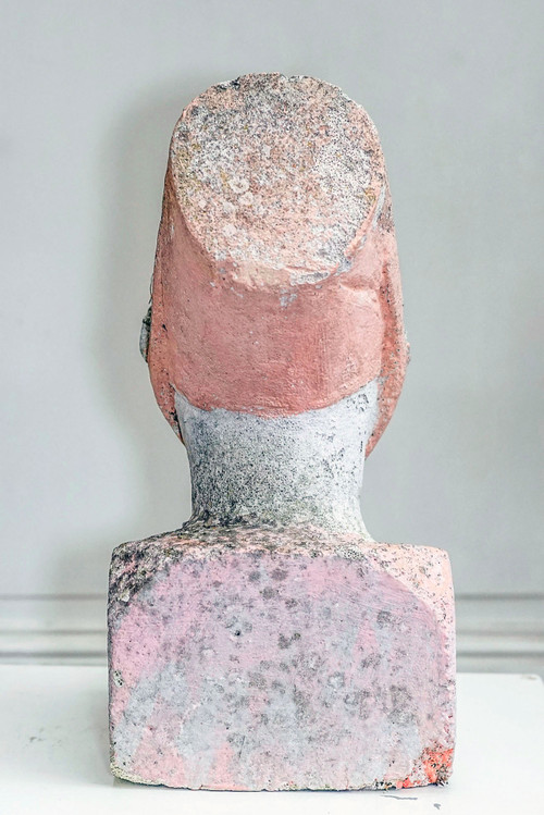 VOLTO DI DONNA regionale in terracotta con copricapo.
