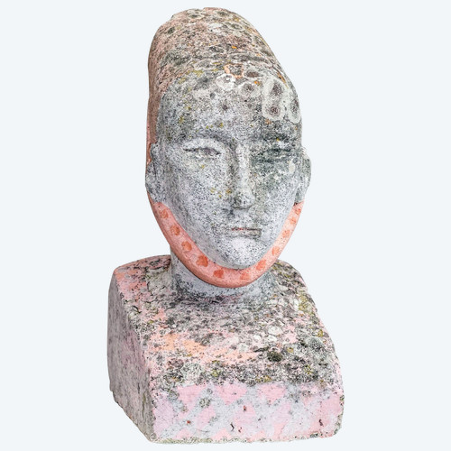 VOLTO DI DONNA regionale in terracotta con copricapo.