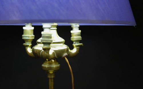 Lampada a olio, bronzo, elettrificata, XIX secolo