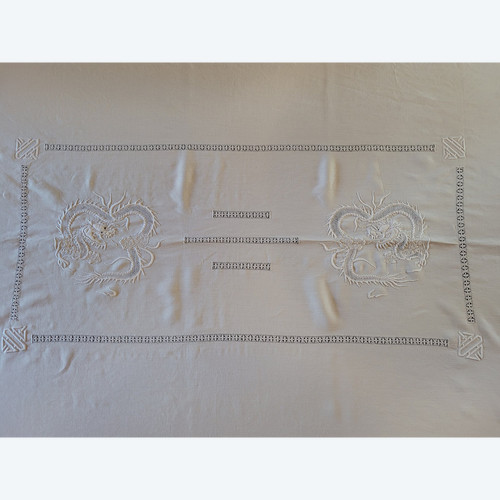 Embroidered tablecloth, Indochina, early 20th century