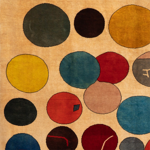 Carpet, or tapestry, in wool representing colored circles.