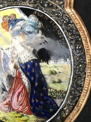 Heilige Elisabeth von Ungarn, E-Mail-Plakette von Limoge XVIII unterzeichnet Baptiste le noualhier