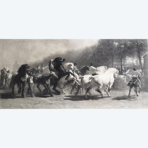  Il mercato dei cavalli Grande incisione secondo Rosa Bonheur incisa da Thomas Landseer