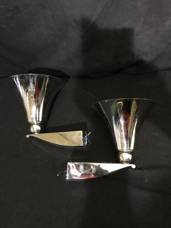 Pair Lamp Wall Lamp Chrome Bronze Modern Style 1930