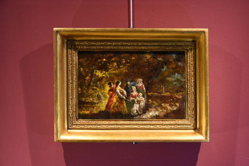 ​​​​​​​animated Scene In A Garden, Adolphe Joseph Thomas Monticelli (marseille 1824-1886) Siged