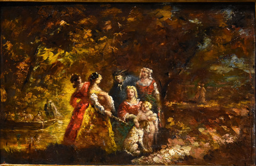 ​​​​​​​animated Scene In A Garden, Adolphe Joseph Thomas Monticelli (marseille 1824-1886) Siged