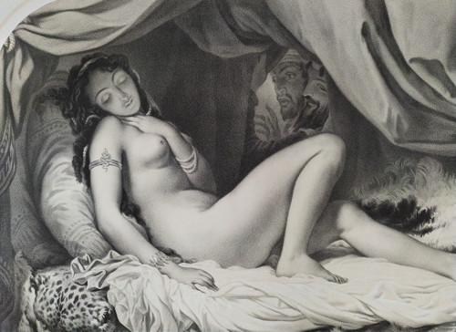 Stampa orientalista nuda della donna orientale del XIX Harem