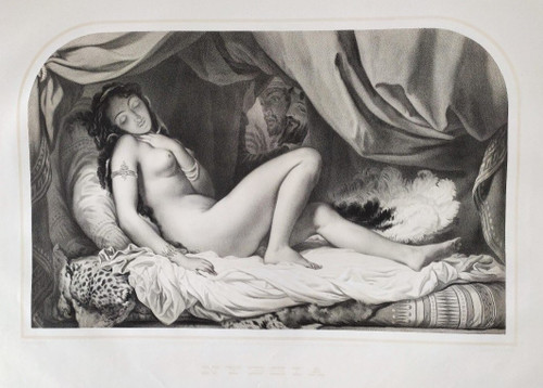 Stampa orientalista nuda della donna orientale del XIX Harem
