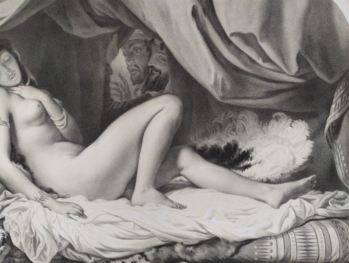 Stampa orientalista nuda della donna orientale del XIX Harem