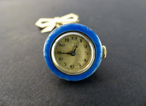 Chatelaine Watch In Gold Vermeil Enamel Art Deco Period