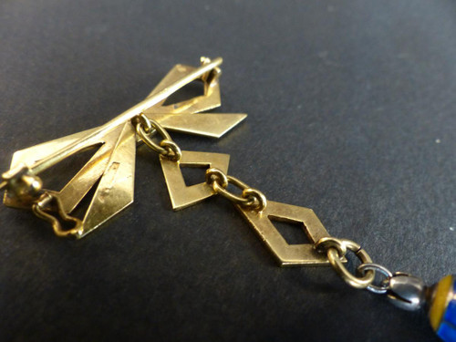 Chatelaine Watch In Gold Vermeil Enamel Art Deco Period