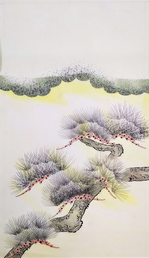 Progetto tessile acquerello per kimono giapponesi