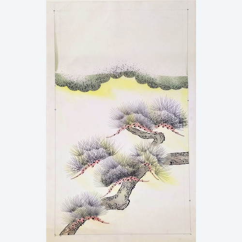 Progetto tessile acquerello per kimono giapponesi