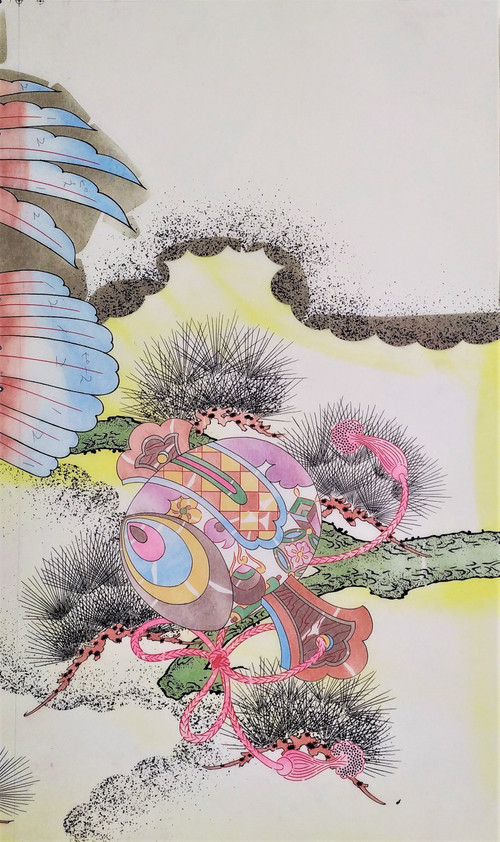 Progetto Kimono giapponese Acquerello e inchiostri