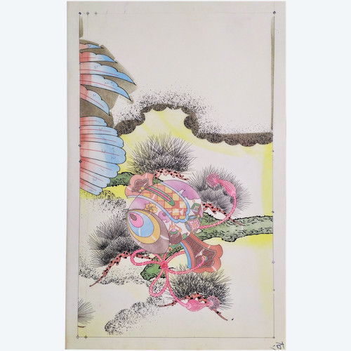Progetto Kimono giapponese Acquerello e inchiostri