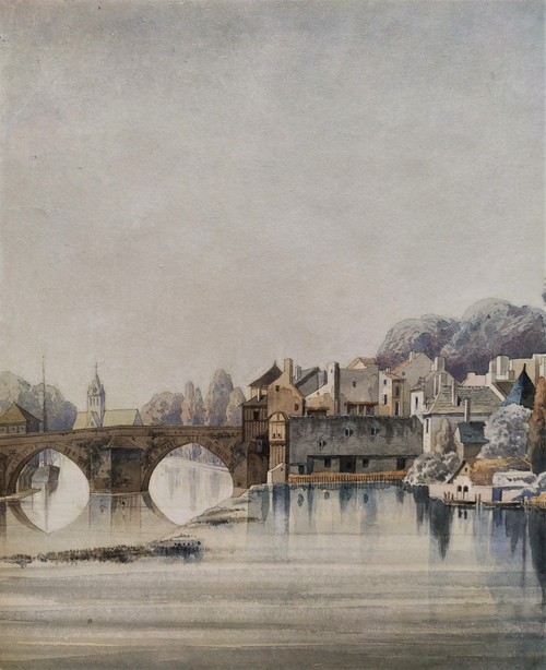 Laval, il castello e la Mayenne Acquerello