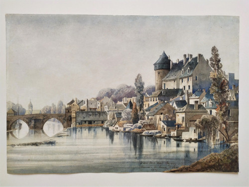 Laval, il castello e la Mayenne Acquerello