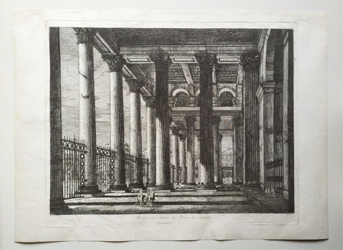 Vue du Panthéon à Rome Gravure Architecture Italie 19ème 
