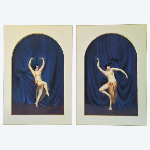  Ballerini di Revue pastello di J.Mutin Art Deco