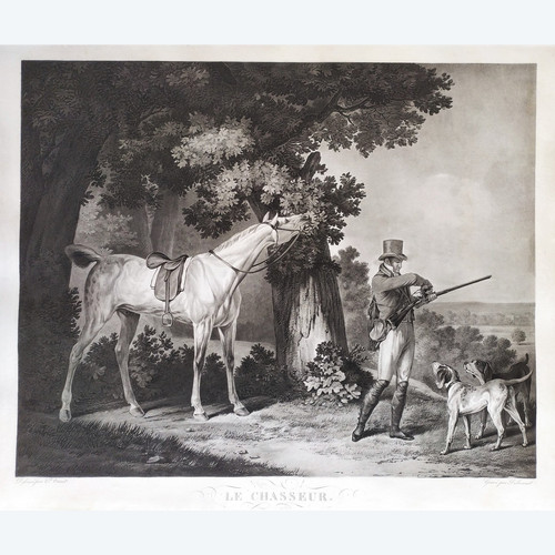 Hunting Engraving by Debucourt After Carle Vernet