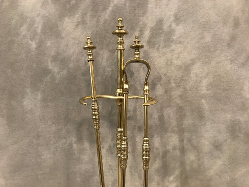 Serviteur de cheminée ancien en laiton. d'époque 19 ème 
